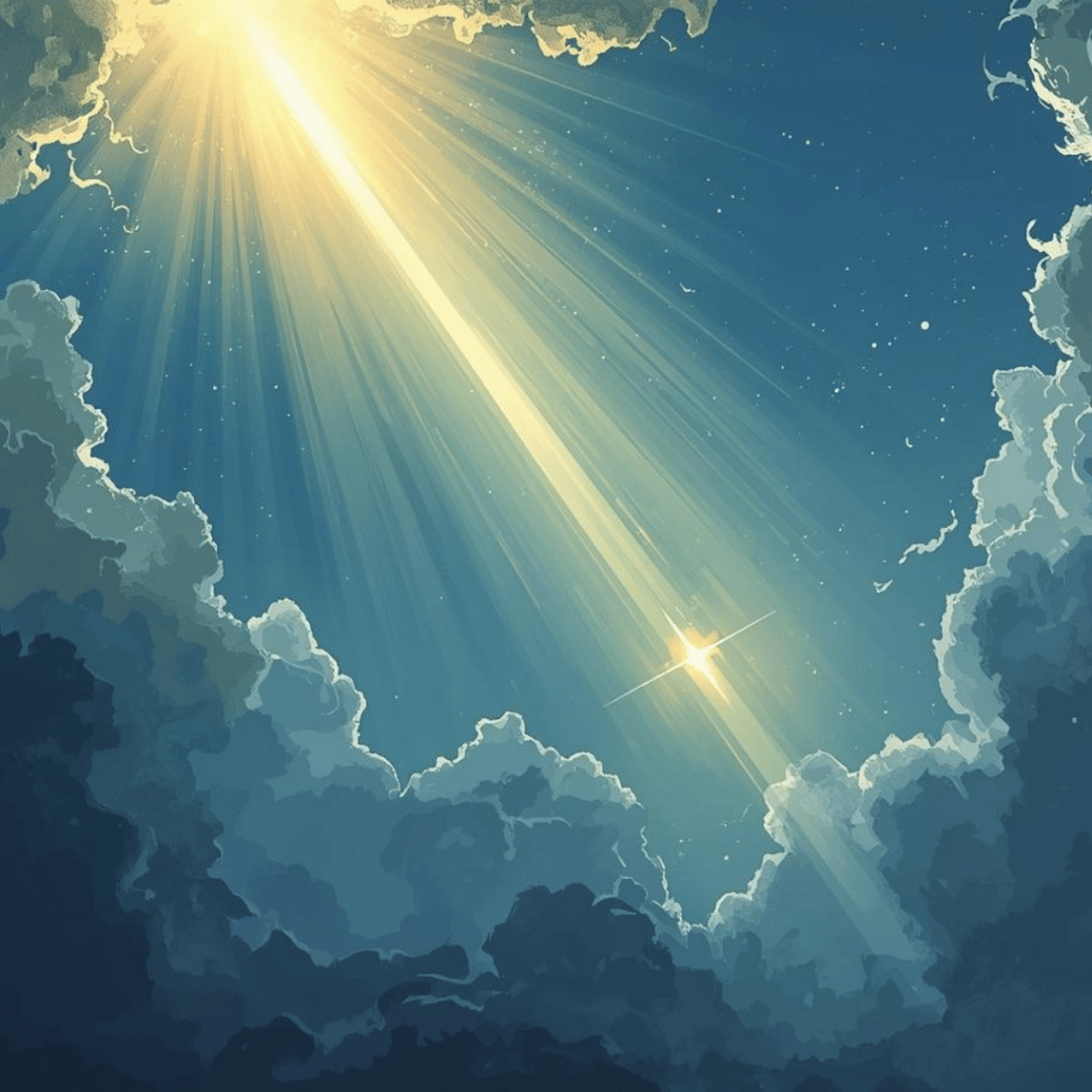 Weg om te stralen | zonnestralen komen uit het hemeldak