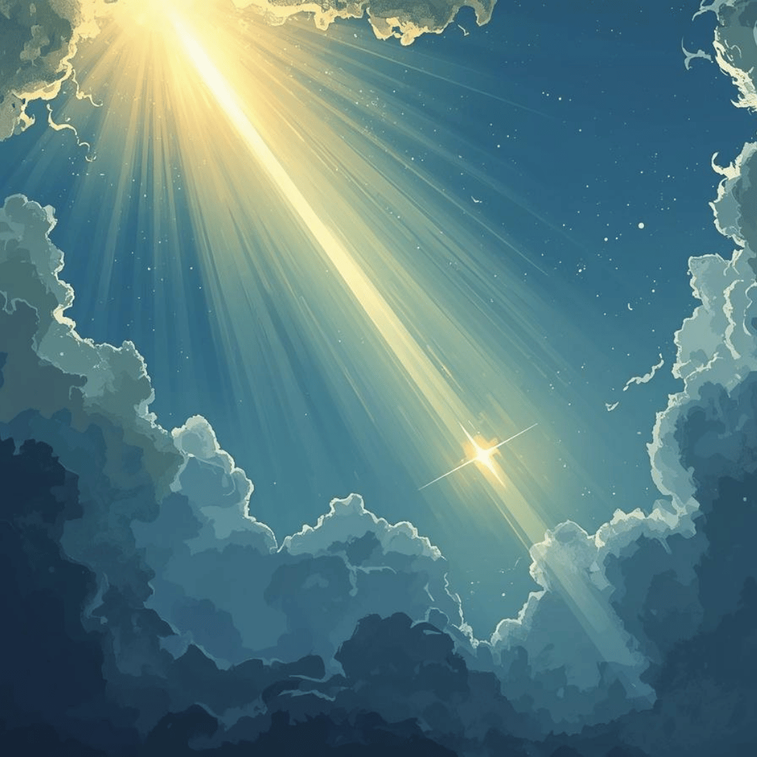 Weg om te stralen | zonnestralen komen uit het hemeldak